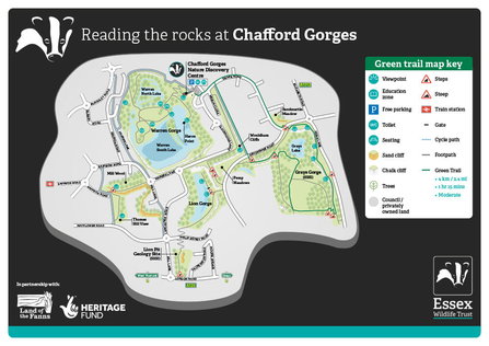 Reading the rocks at Chafford Gorges - green trail