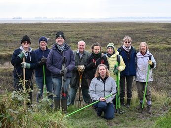 Volunteers in a group photo at Two Tree Island