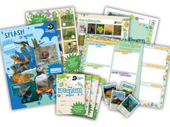 graphic showing what is included in a child's 30 Days Wild pack
