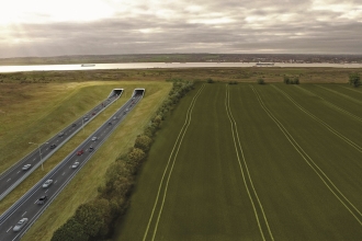 Computer generated image of the tunnel portal (Highways England)
