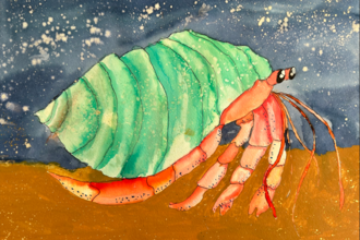 Hermit crab in watercolour