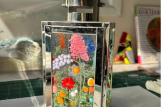 Fused glass lantern