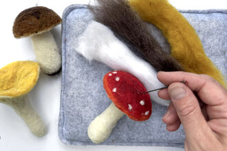 Needle felting mushrooms
