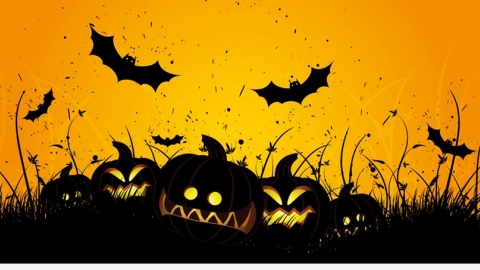 Spooky Halloween Pumpkins and Bats