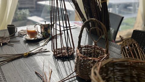 baskets being made at various stages