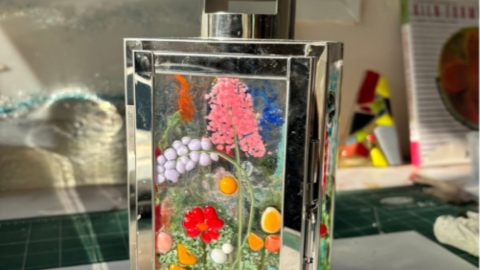 Fused glass lantern