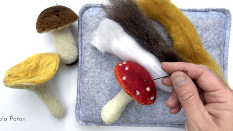 Needle felting mushrooms