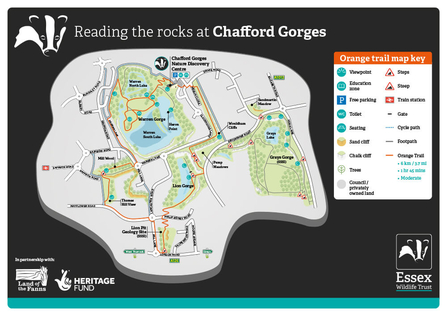 Reading the rocks at Chafford Gorges - orange trail