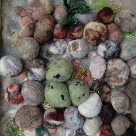 Seabird nest made of felt.