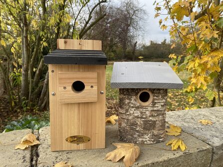 Two types of sparrow nest boxes
