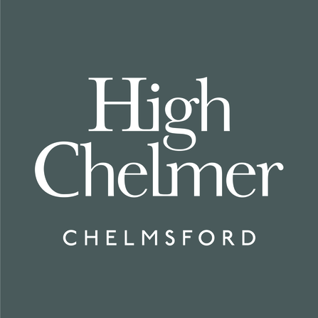 Grey background and white text which reads 'High Chelmer Chelmsford'