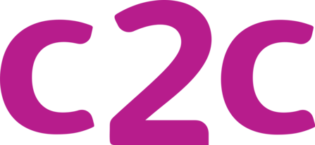 purple logo with text c2c