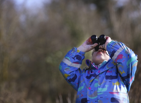 Girl with binoculars